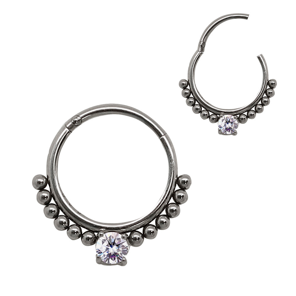 Steel 316L Segmentring Clicker im Fashion Design mit Kristall - CC Kristallklar - Stärke 1.2mm Durchmesser 10mm