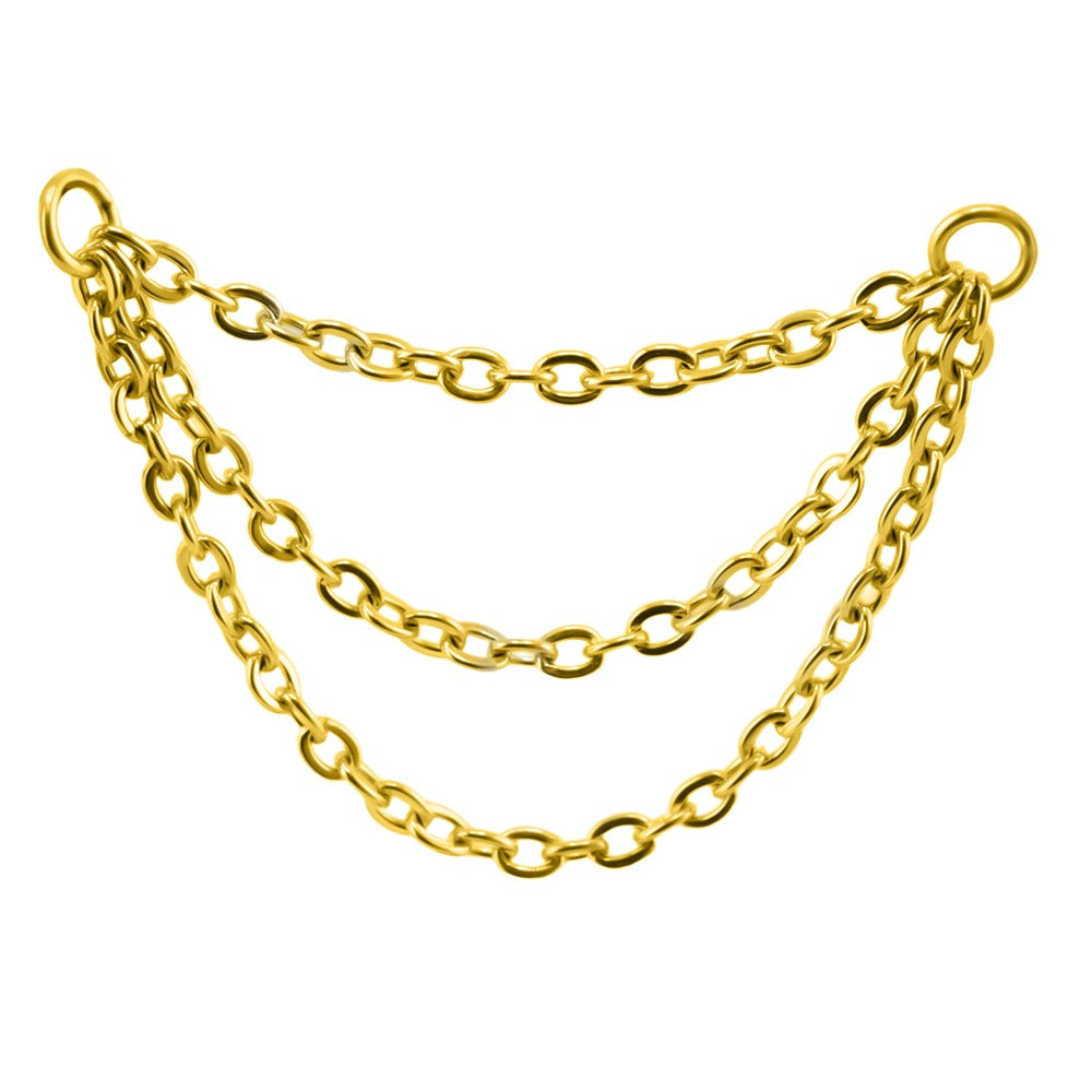 Premium Titan G23 Verbindungskette mit Gelbgold Veredelung - 3 Reihen