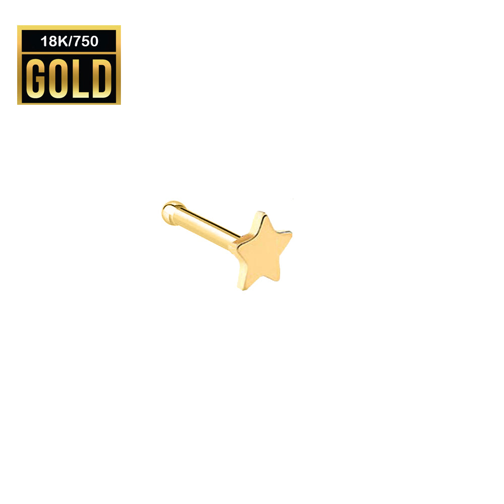 750er Echt-Gelbgold (18K) Nasenstecker mit 3mm Stern Design - Stärke 0,6mm Länge 6mm