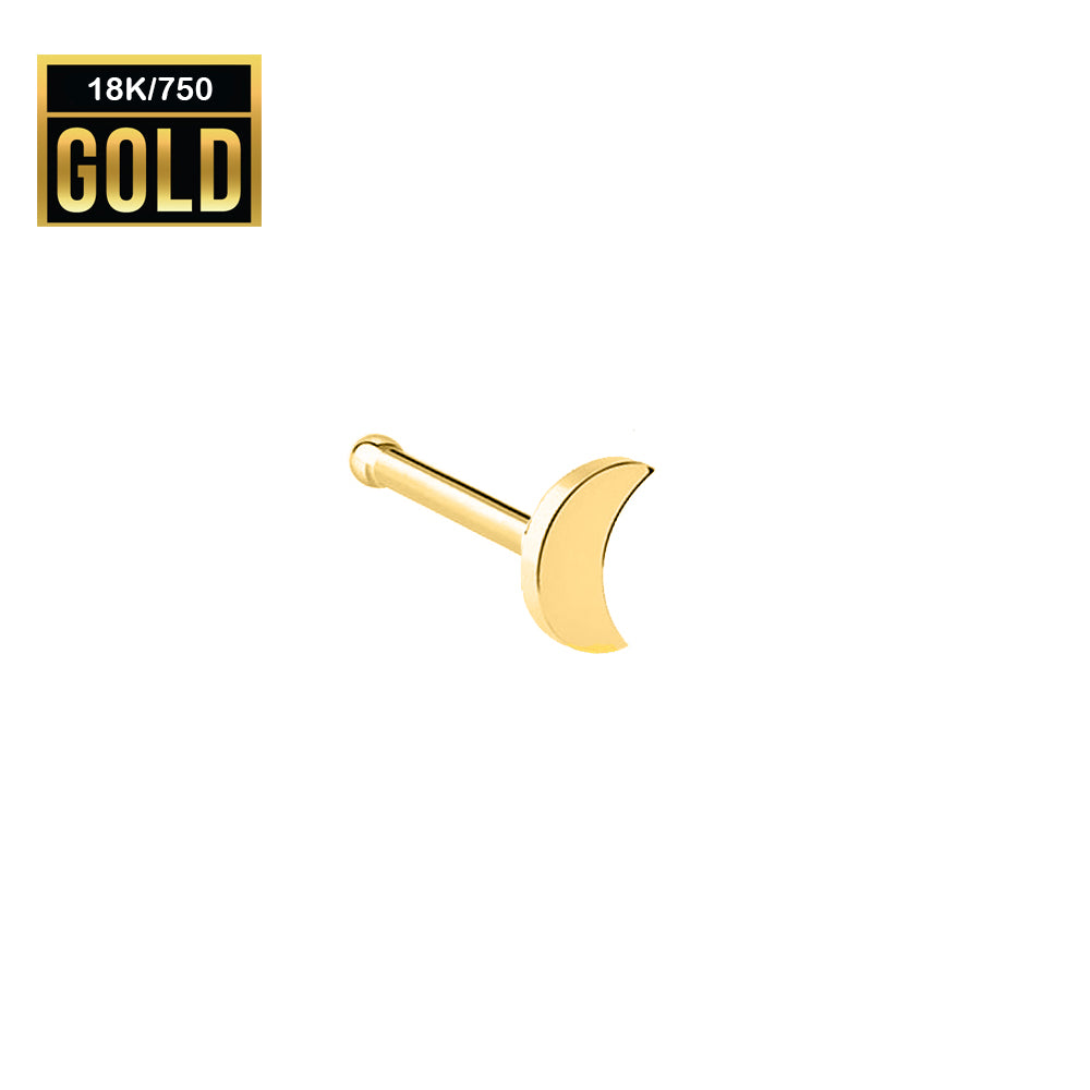 750er Echt-Gelbgold (18K) Nasenstecker mit 3mm Mond Design - Stärke 0.6mm Länge 7.5mm