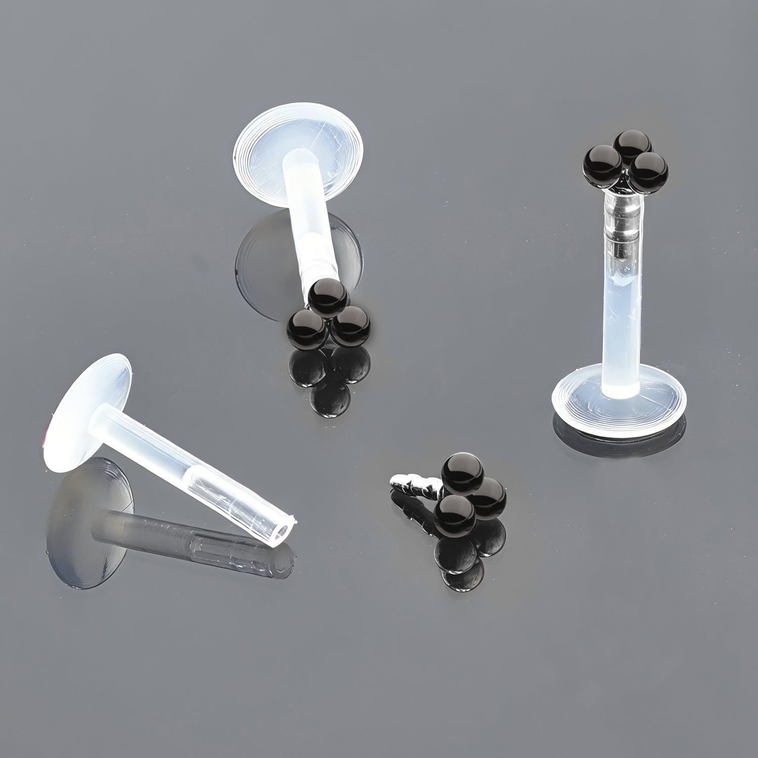 Push-In Bioflex Labret mit Black Steel Design Top - Stärke 1.2mm Länge 8mm