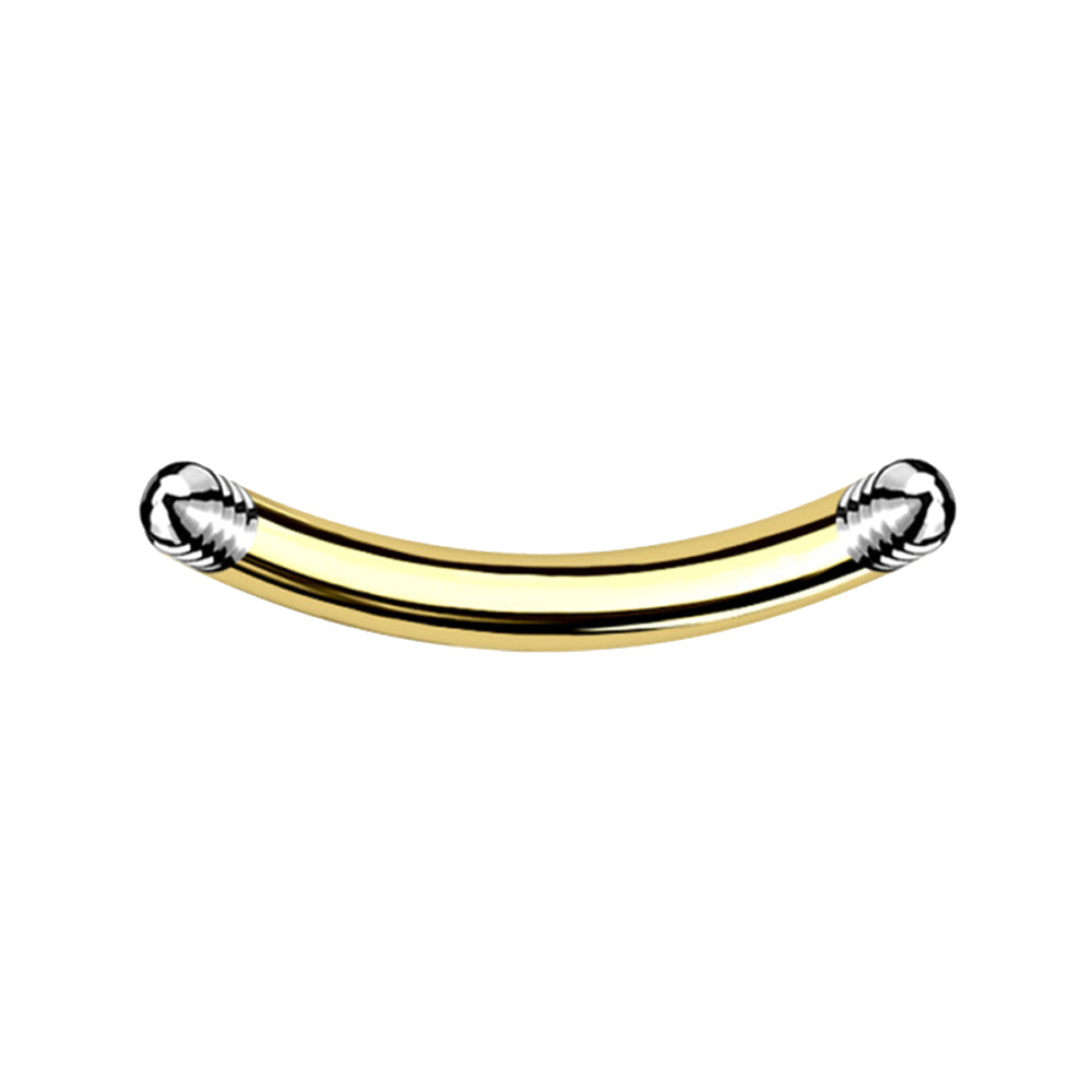 18K Gold Steel Banana ohne Kugeln - Stärke 1.0mm Länge 8mm