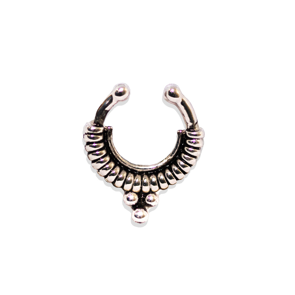 Rhodierter Fashion Brass Clip-On Septum Ring mit Design