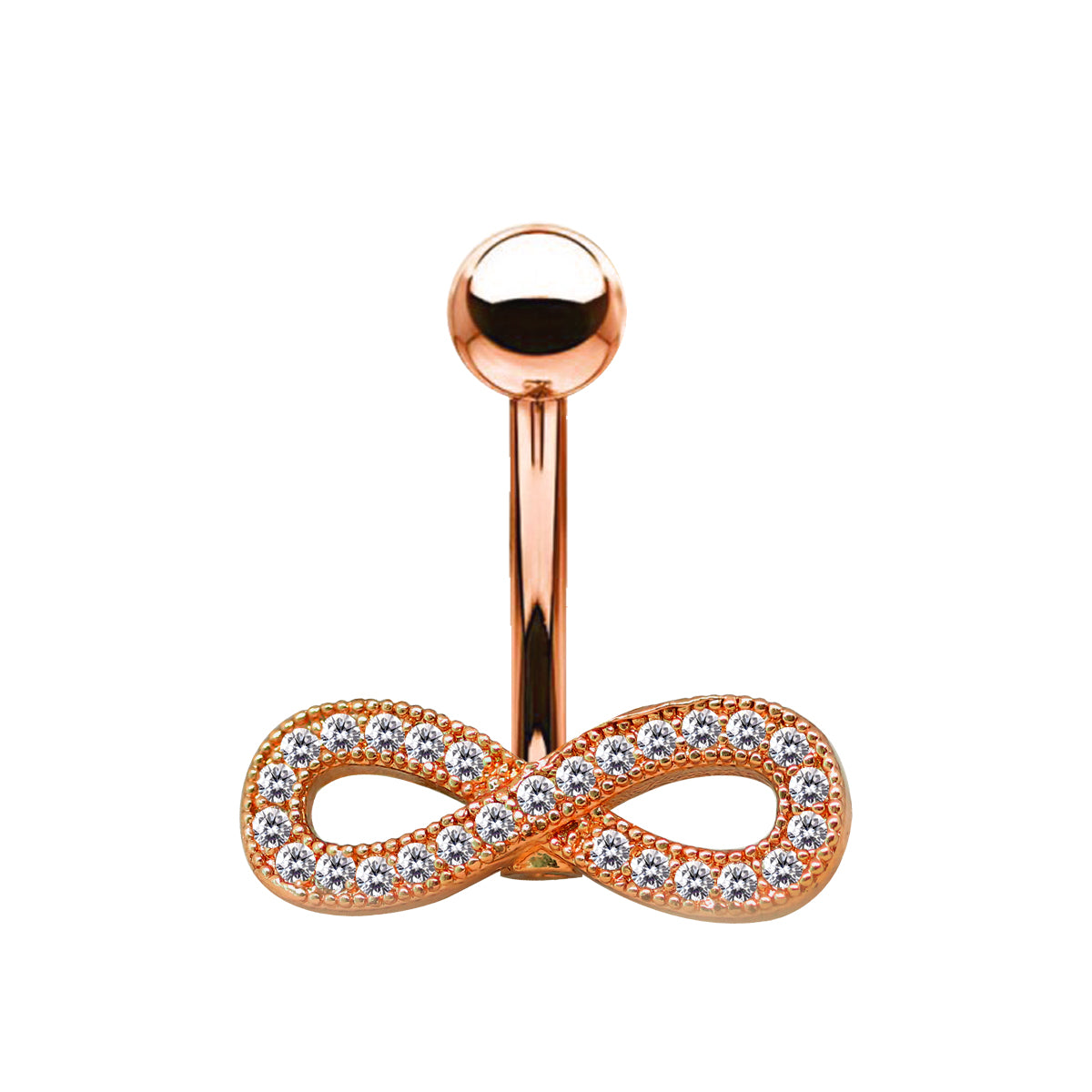 18K Rose Gold Steel Bauchnabel Banana im Endless Design mit Kristallen - CC Kristallklar
