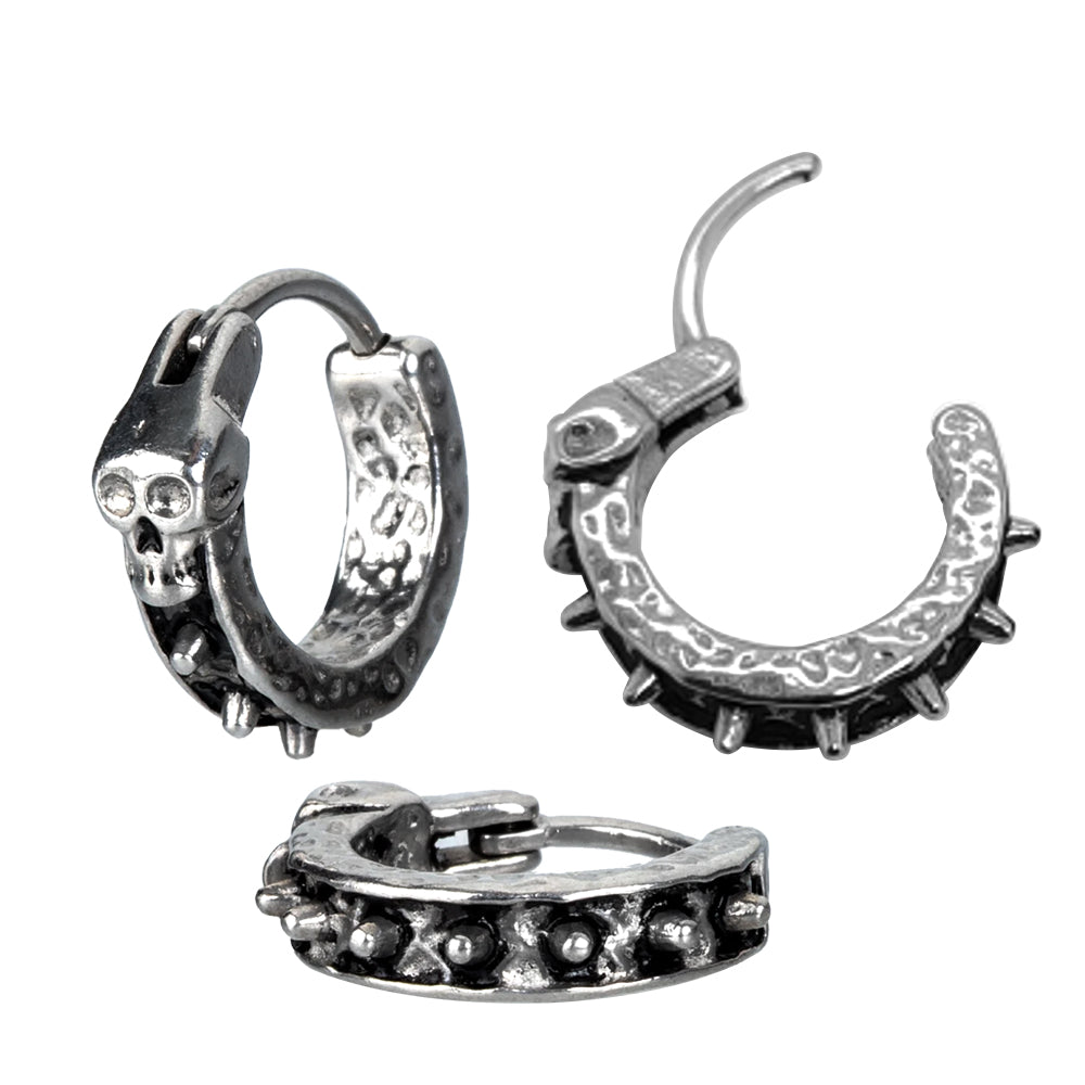 Steel 316L Segmentring Clicker im Totenkopf Design - Stärke 1.0mm Durchmesser 10mm