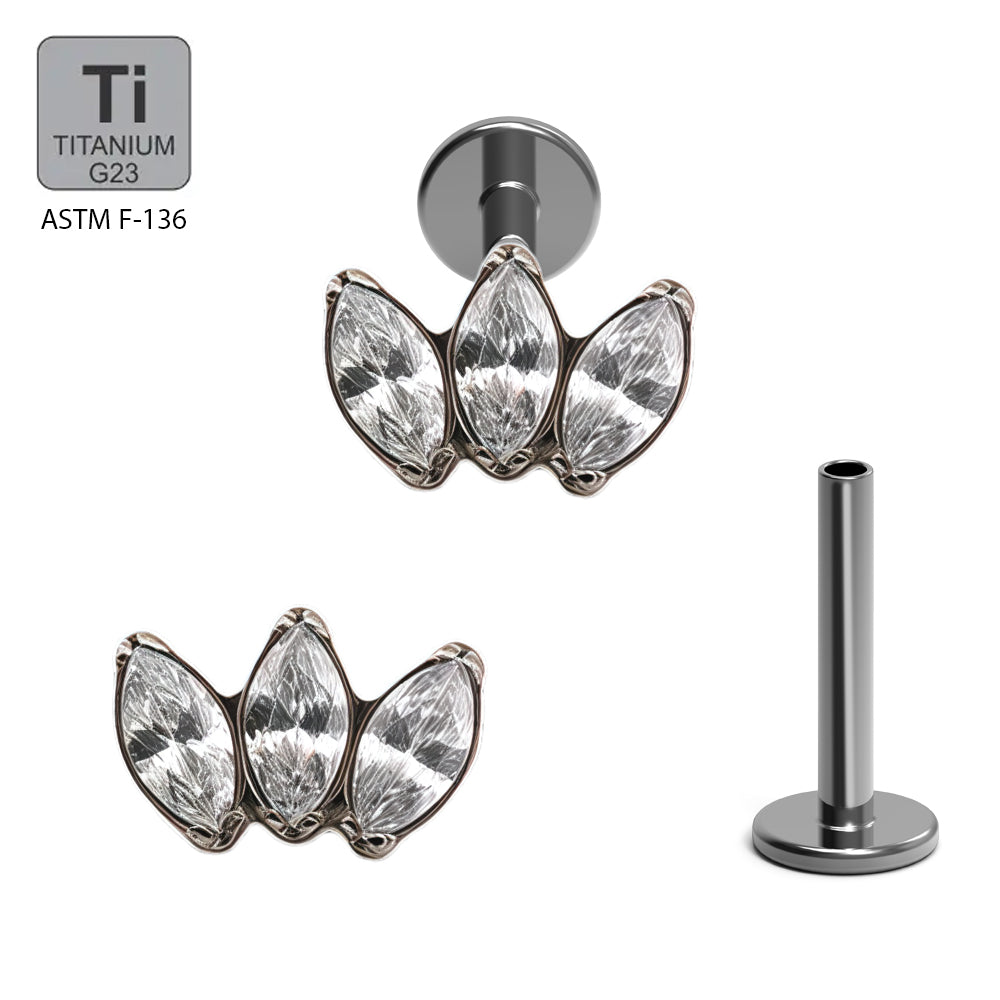 Titan G23 Labret mit Innengewinde und Marquise Zirconia Design