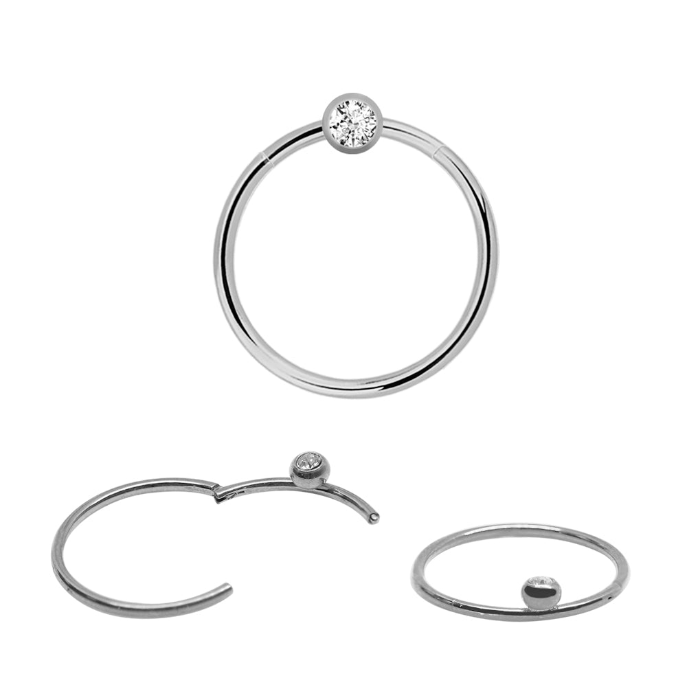 Steel Segmentring Clicker mit 3mm Kristallkugel