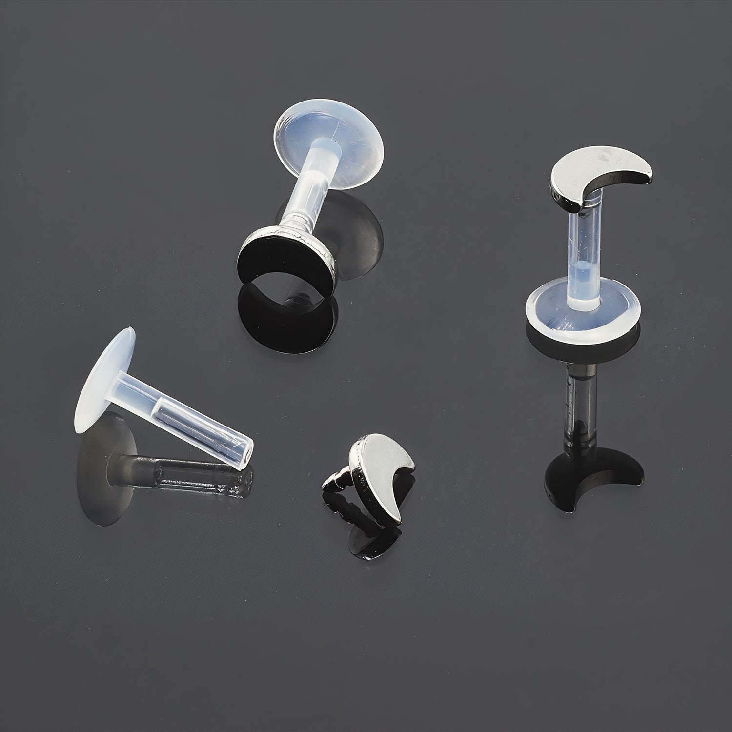 Push-In Bioflex Labret mit Steel Top im Mond Design - Stärke 1.2mm
