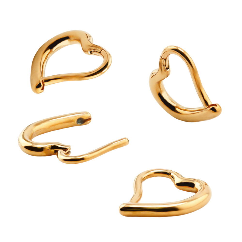 18K Rose Gold Steel Segmentring Clicker im Herz Design - Stärke 1.2mm