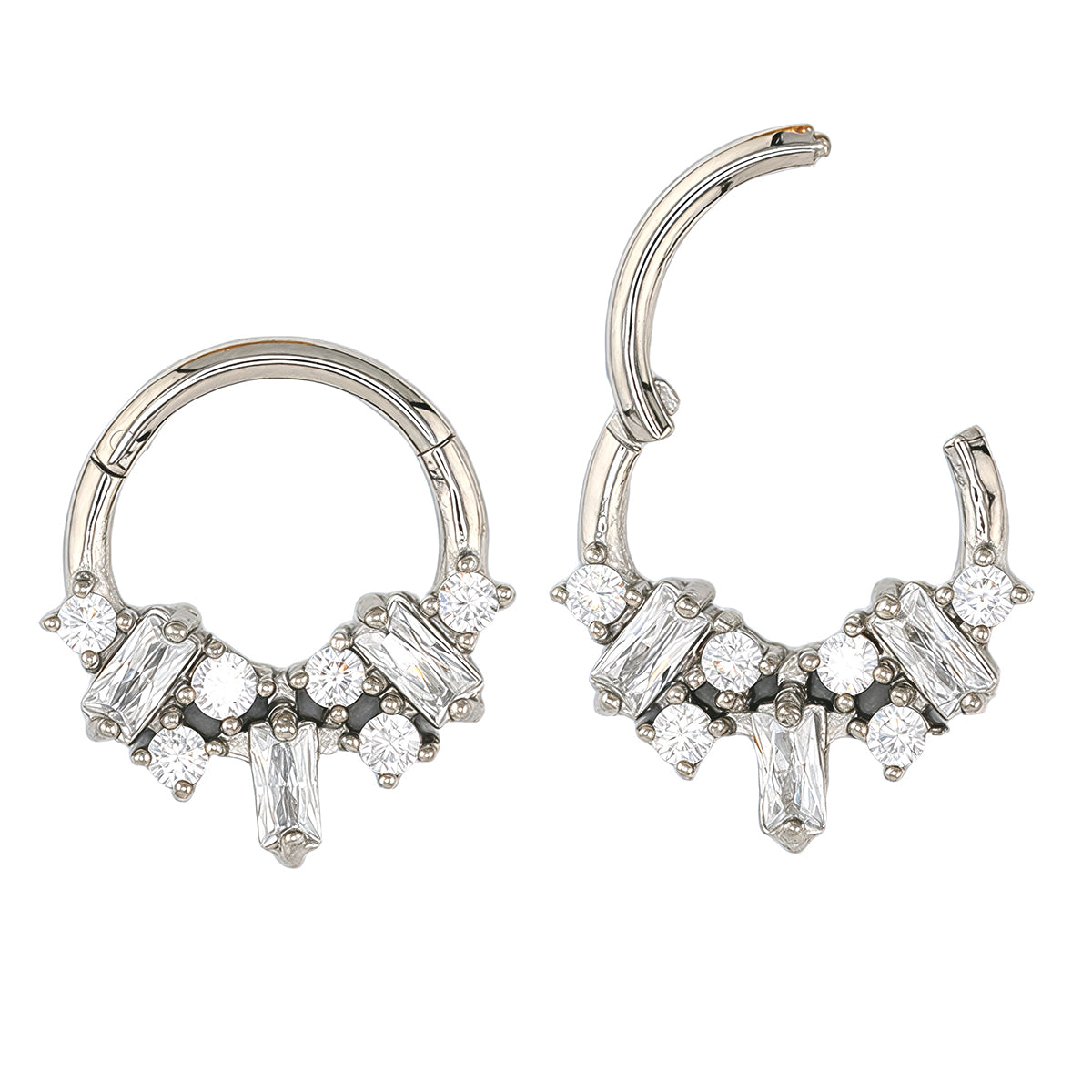 Steel 316L Segmentring Clicker mit klaren Kristallen - Stärke 1.2mm