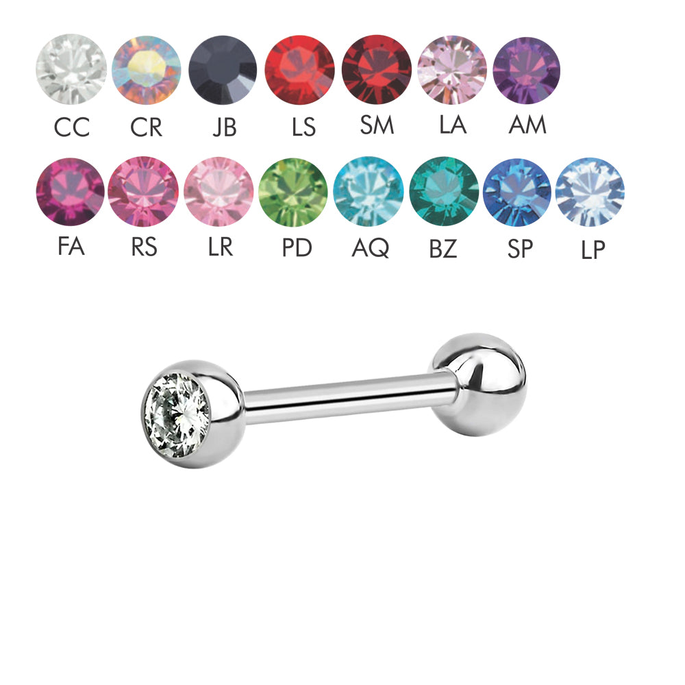Steel 316l Barbell mit 3mm Kugeln - Stärke 1.2mm/ Single Crystal