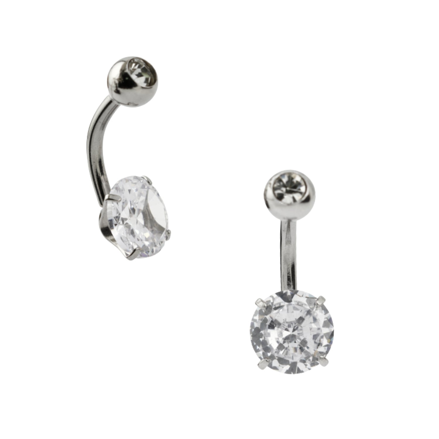 Steel Bauchnabel Banana mit Zirkonia (5+8mm) - Stärke 1.6mm Länge 10mm
