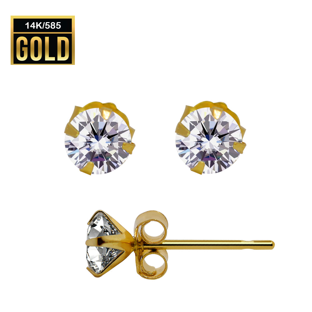 585er Echt-Gelbgold (14K) Ohrstecker mit gefassten Kristallen
