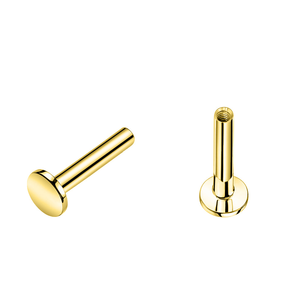 Premium Labret aus Titan G23 mit Gelbgold Veredelung ohne Kugel - Stärke 1.2mm mit Innengewinde 0.9mm