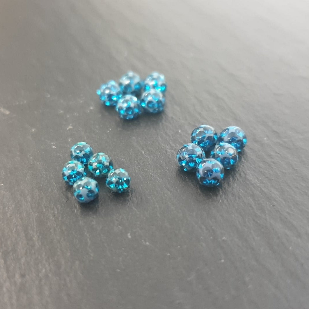 15er Set Epoxy Kristall Schraubkugeln - Indicolite