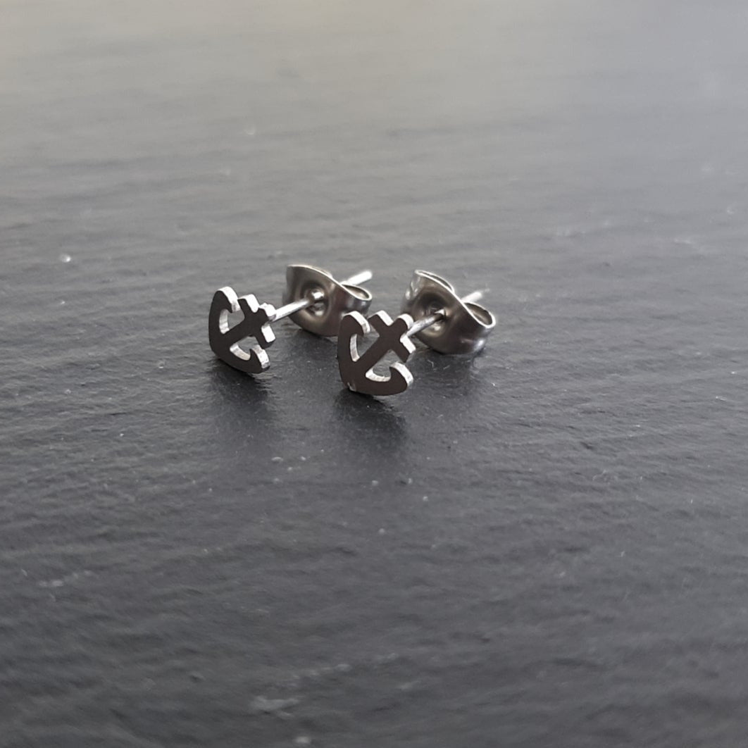 S. Steel Ohrstecker im Anker Design - 7mm/ Hochglanz