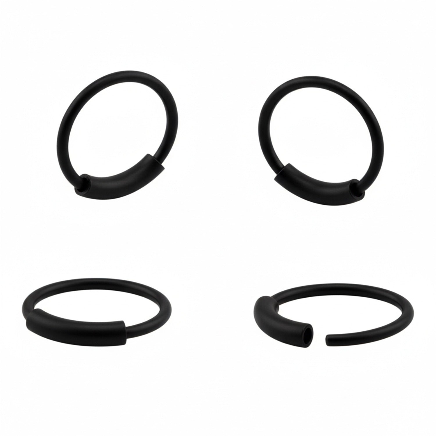 Black Steel Open Nose Ring mit Design - biegbar - Stärke 0.8mm Durchmesser 8mm