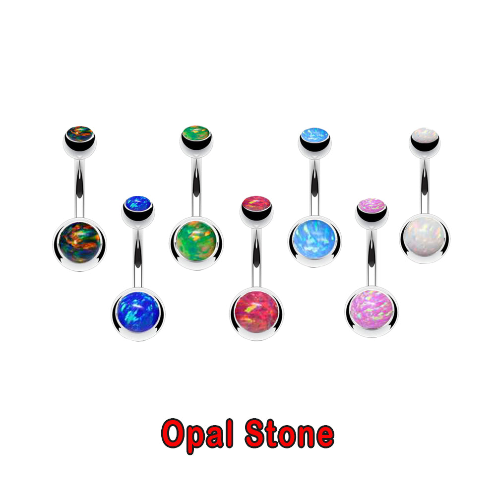 Steel 316L Bauchnabel Banana Double Opal (5+8mm) - Stärke 1.6mm