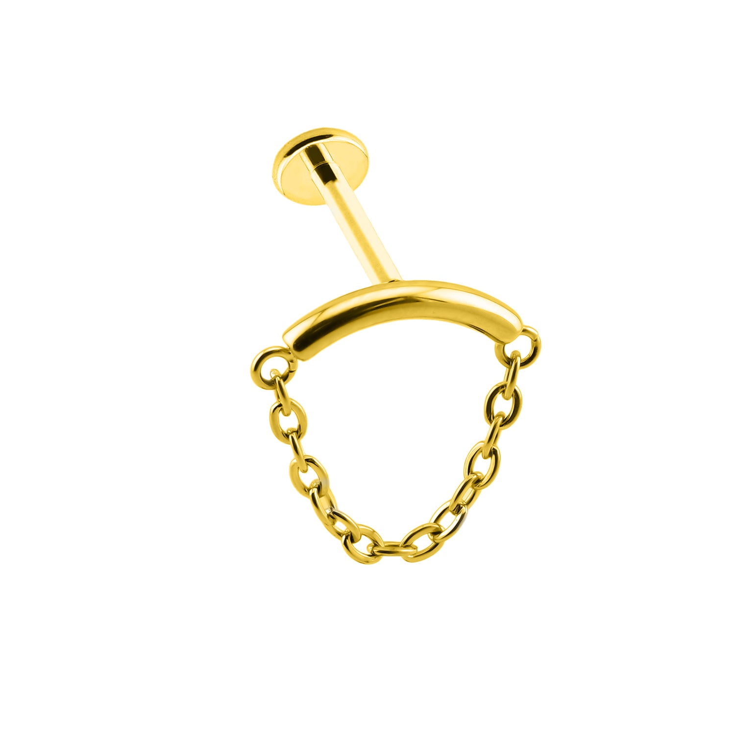 Premium Hidden Helix/ Rook Labret aus Titan G23 mit Gelbgold Veredelung und Kette - Stärke 1.2mm mit Innengewinde 0.9mm