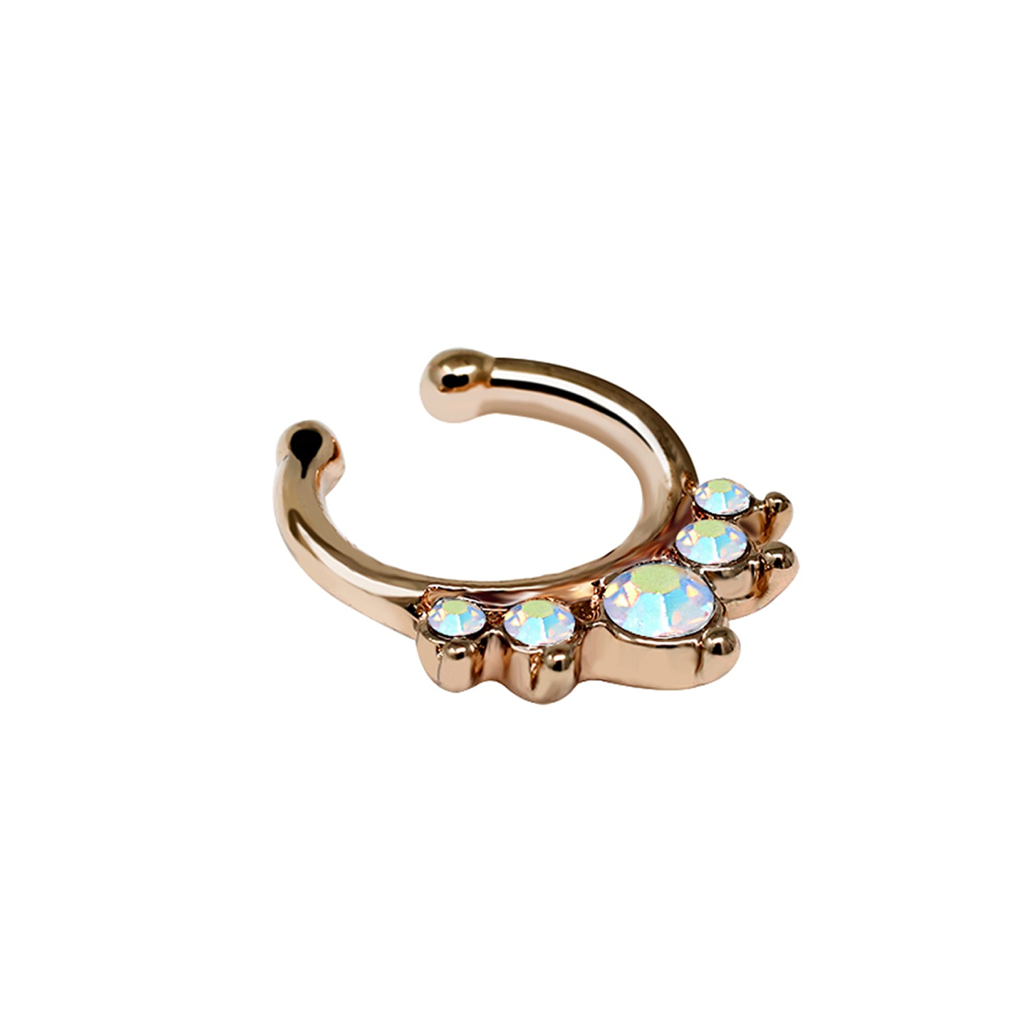 Rose Gold Fashion Clip-On Septum Ring mit Kristallen