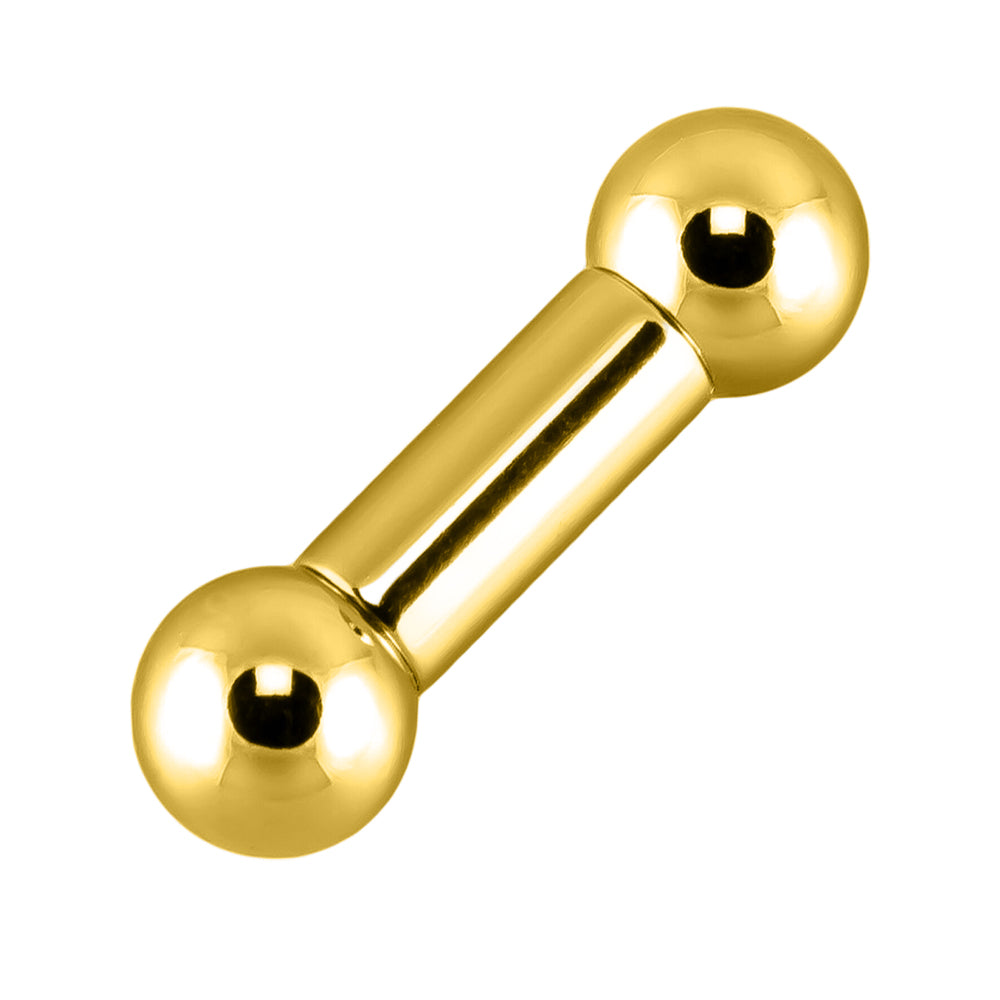 18K Gold Steel Barbell mit Kugeln - HEAVYSIZE