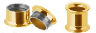 18K Gold Steel Double Flared Tunnel mit Innengewinde - Spiegel Glanz Poliert