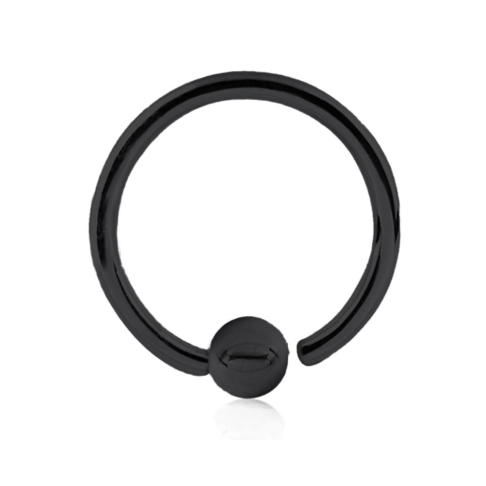 Black Titan Open Nose Ring mit Kugel - biegbar - Stärke 0.8mm Durchmesser 10mm Kugel 3mm