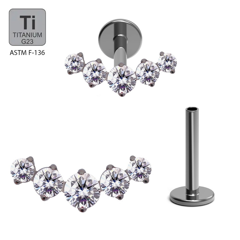 Titan G23 Labret mit Innengewinde und Zirconia Design