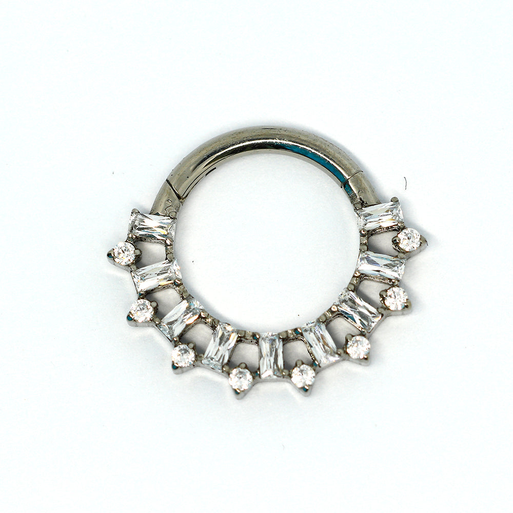 Titan G23 Segmentring Clicker mit Cubic Zirkonia Kristallen - Stärke 1.2mm Durchmesser 8mm