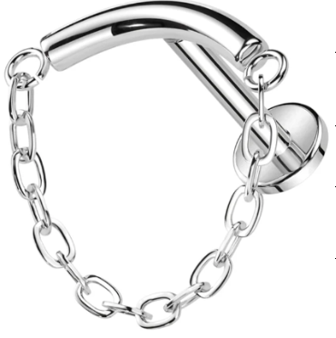 Premium Hidden Helix/ Rook Labret aus Titan G23 mit Weißgold Veredelung und Kette - Stärke 1.2mm mit Innengewinde 0.9mm