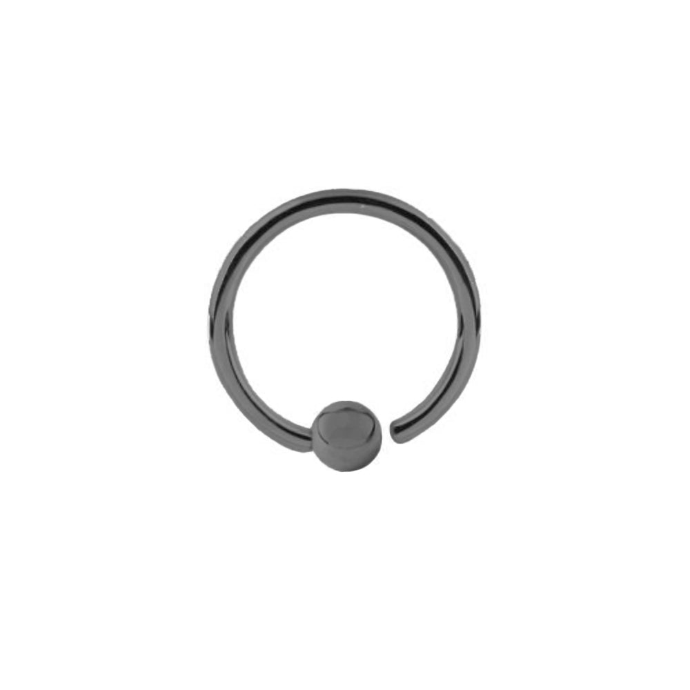 Black Steel Open Nose Ring mit Kugel - biegbar - Stärke 1.0mm Durchmesser 10mm Kugel 3mm