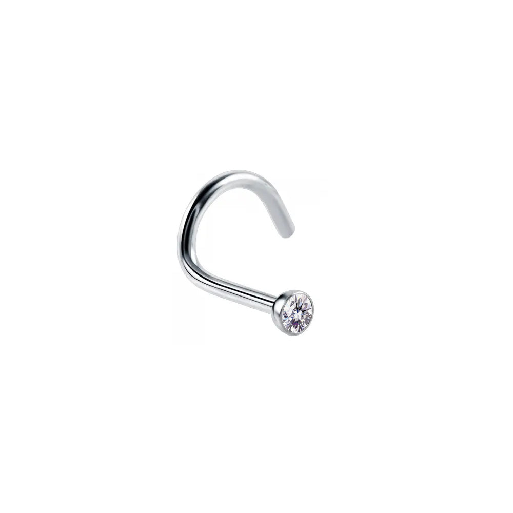 Steel 316L Nasenspirale mit Kristall - Stärke 0.8mm Kristall 2.5mm in Kristallklar