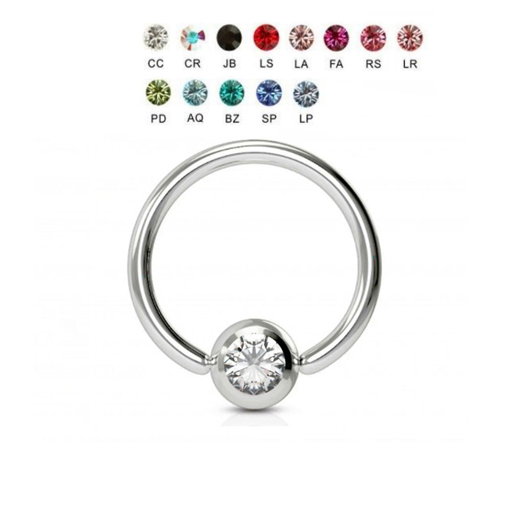 Steel 316L BCR mit Kristall Klemmkugel - Kugel 3mm