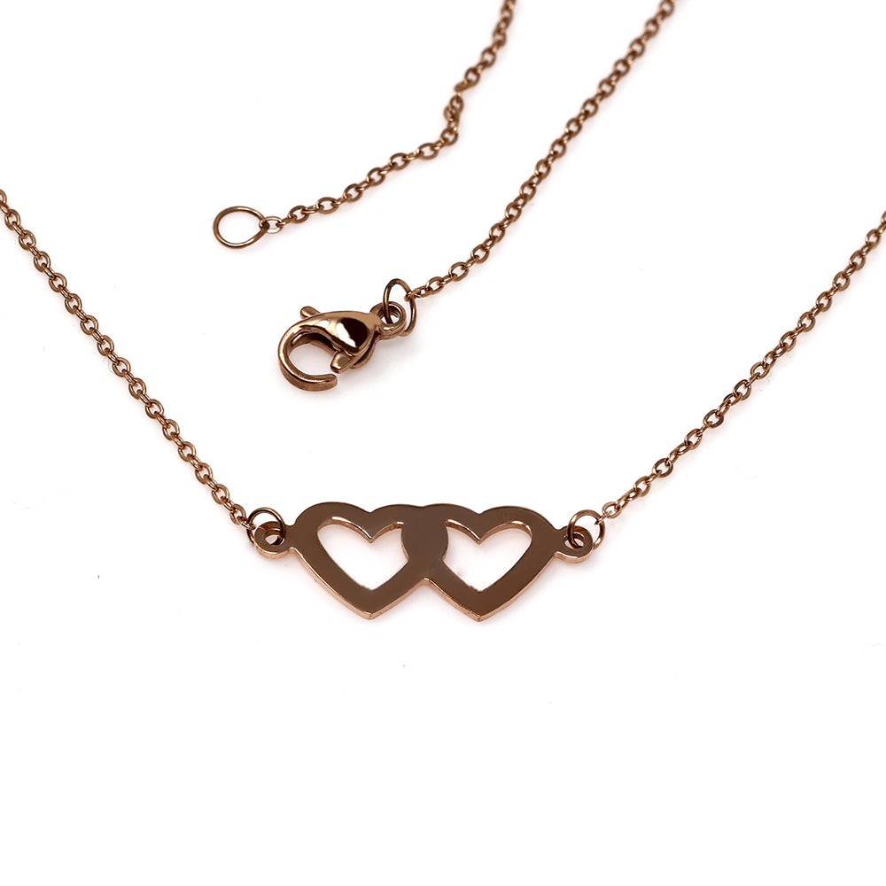 18K Rosegold S.Steel Panzerkette mit Doppelherz Design