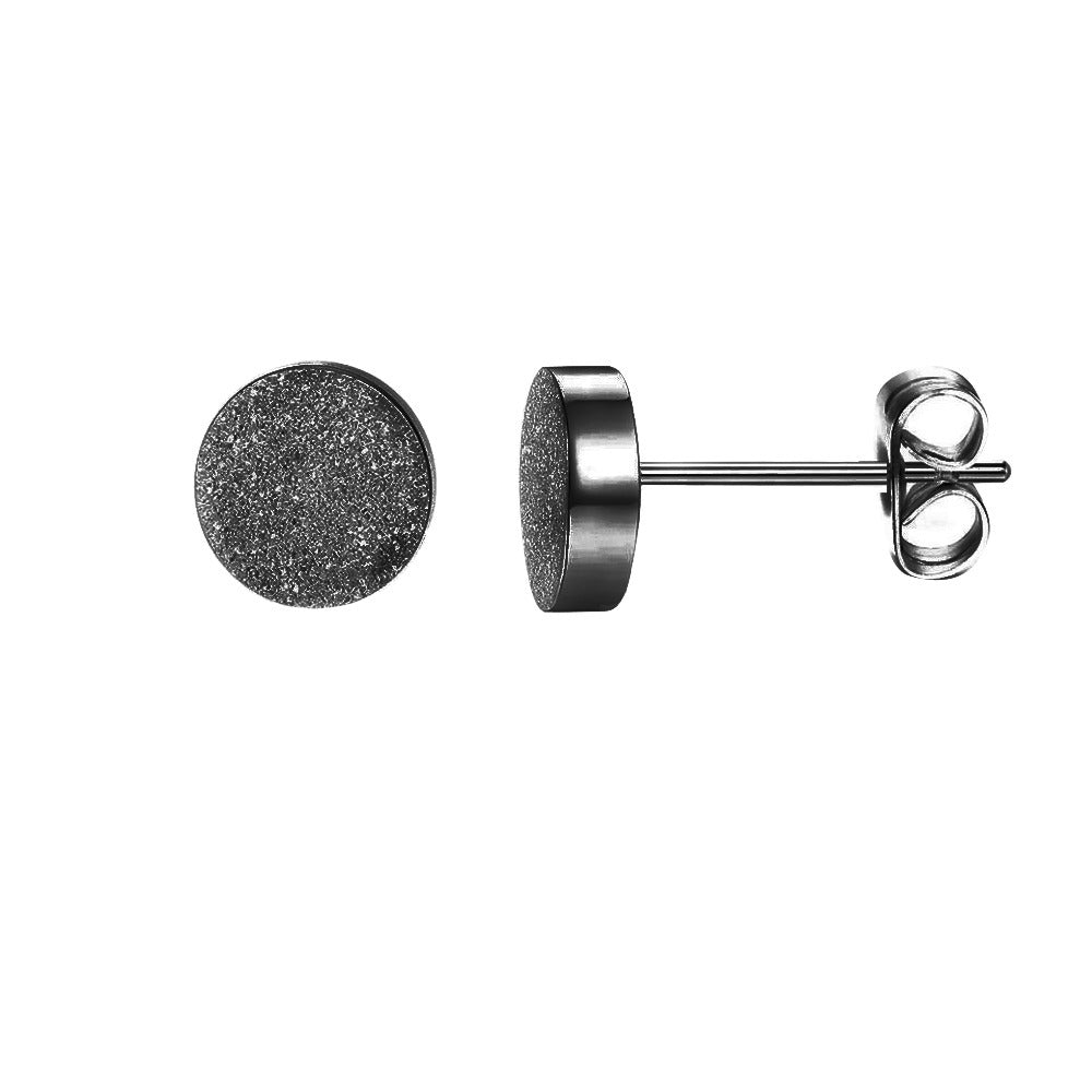 Black S. Steel Ohrstecker im runden Design - 8mm/ Sand gestrahlt