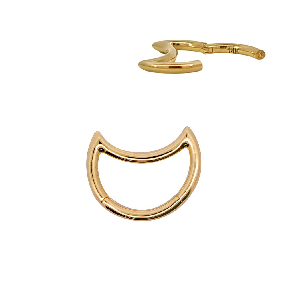 585er Echt-Gelbgold (14K) Segmentring Clicker im Mond Design - Durchmesser 10mm