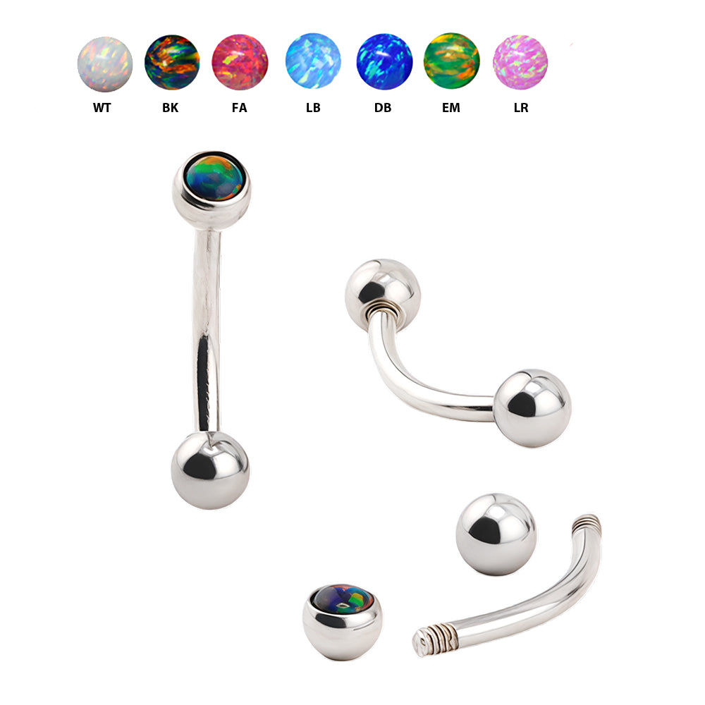 Steel 316L Banana mit Opal Ball (3+3mm) - Stärke 1.2mm
