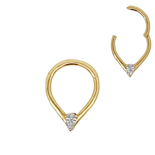 585er Echt-Gelbgold (14K) Segmentring Clicker mit Cubic Zirkonia - Stärke 1.2mm Durchmesser 8mm