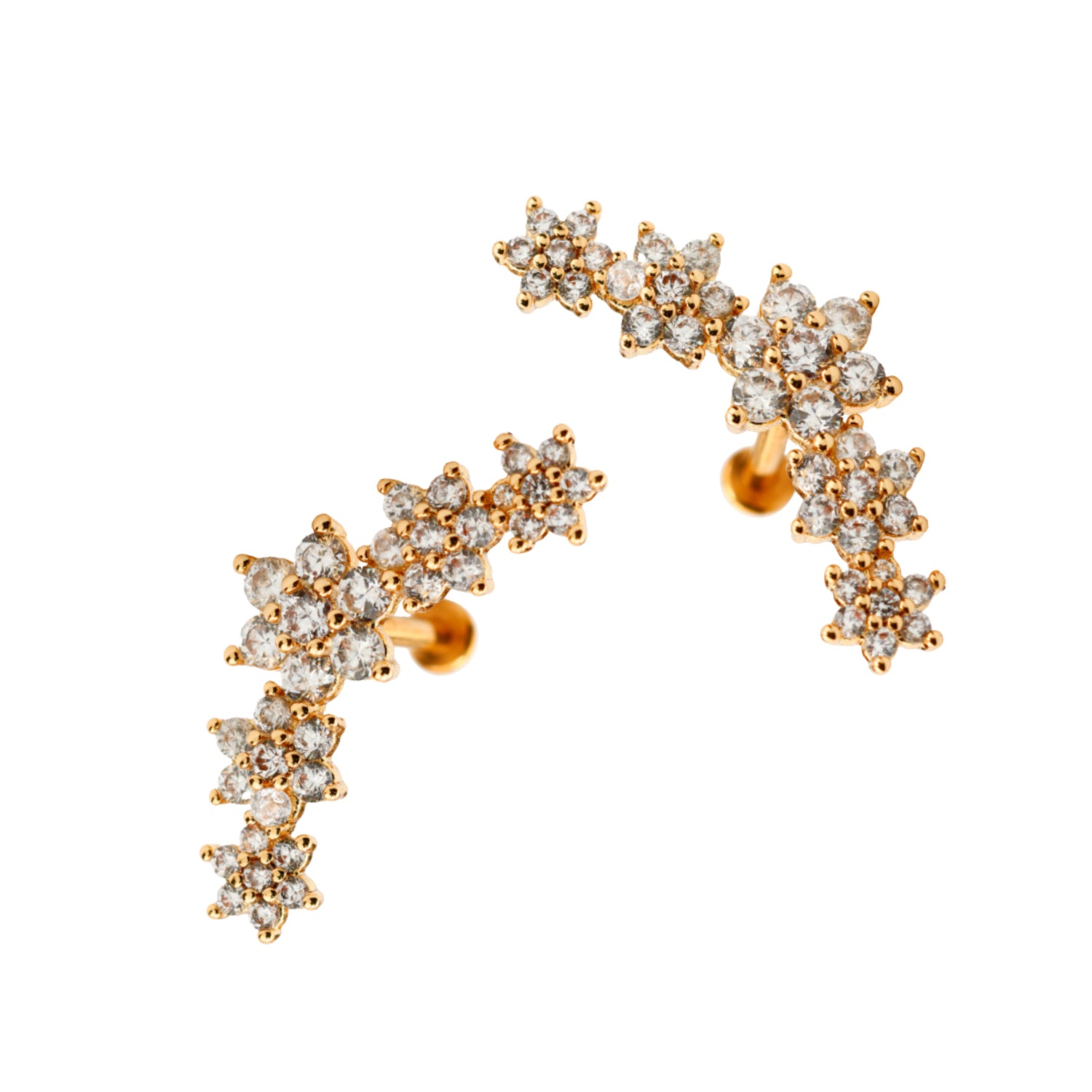 18K Rose Gold Steel 316L Labret mit Zirkonia im Fashion Design und Innengewinde - Stärke 1.2mm Länge 8mm - Base 3mm