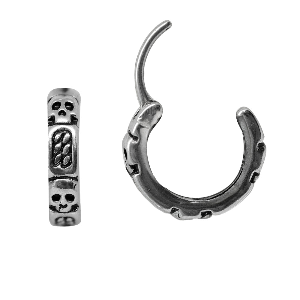 Steel 316L Segmentring Clicker im Totenkopf Design - Stärke 1.0mm Durchmesser 10mm