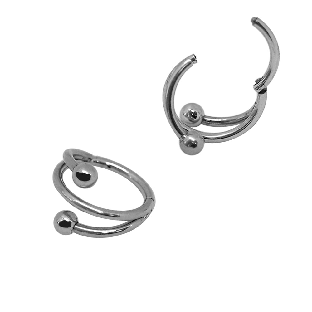 Steel 316L Segmentring Clicker im Spiral Design mit Kugeln - Stärke 1.2mm Durchmesser 10mm Kugeln 3mm