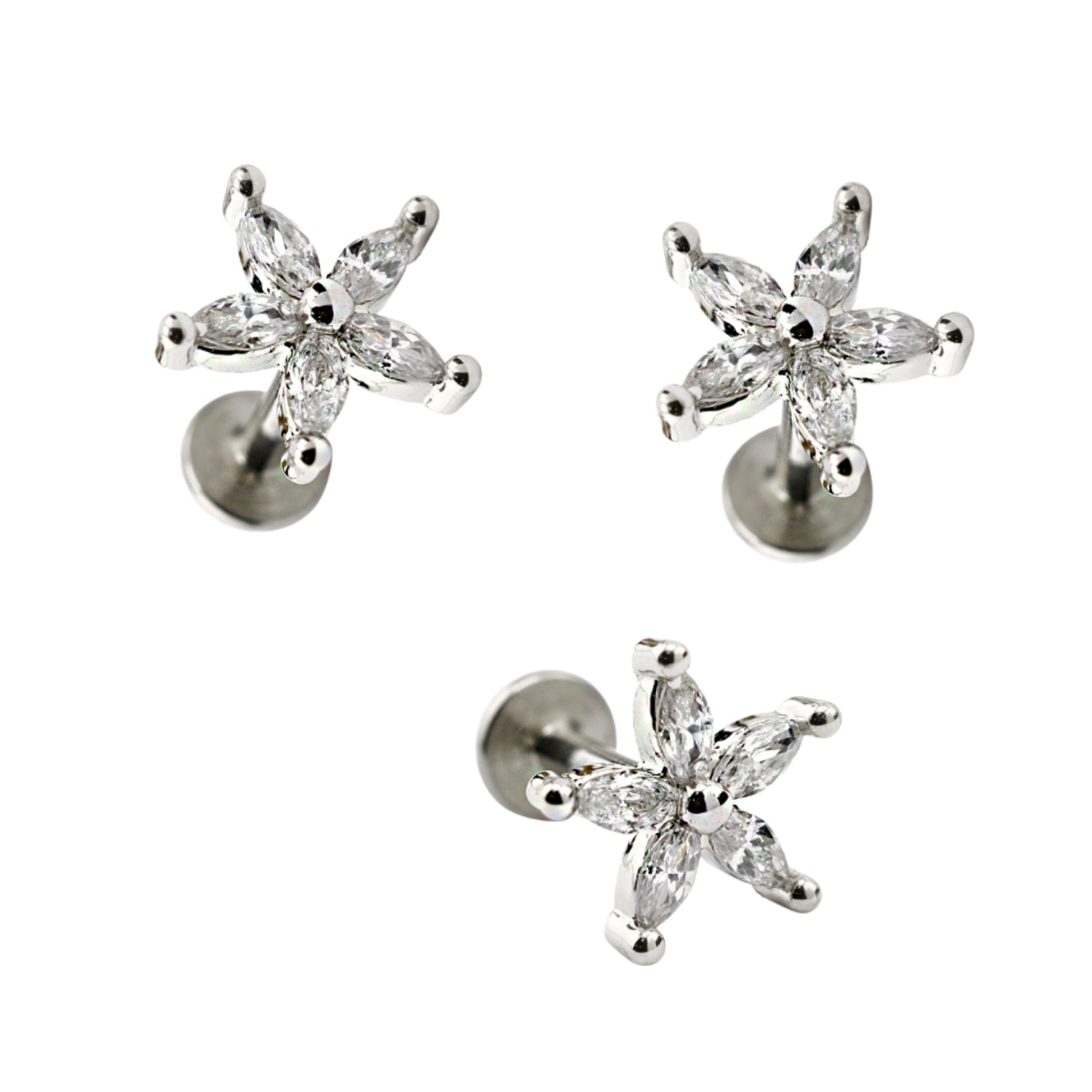 Steel 316L Labret mit Zirkonia im Fashion Design und Innengewinde - Stärke 1.2mm Länge 6mm