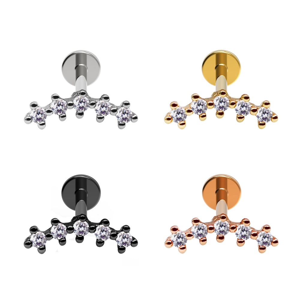 Steel 316L Helix Labret im Fashion Design mit Kristallen - Kristallklar - Stärke 1.2mm