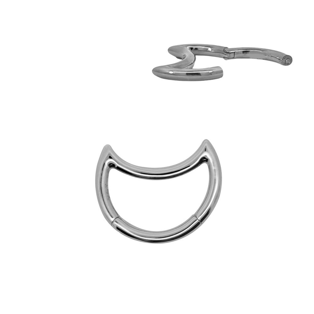 585er Echt-Weißgold (14K) Segmentring Clicker im Mond Design - Stärke 1.0mm Durchmesser 10mm