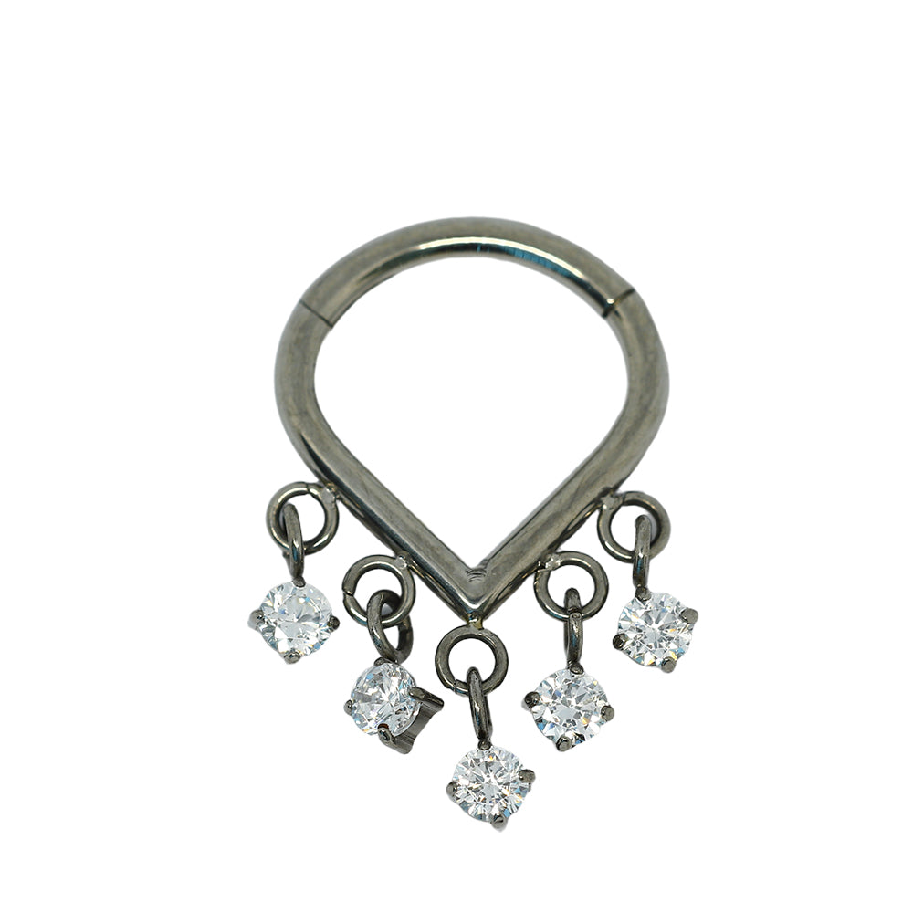 Titan G23 Segmentring Clicker mit Cubic Zirkonia Kristallen - Stärke 1.2mm Durchmesser 8mm
