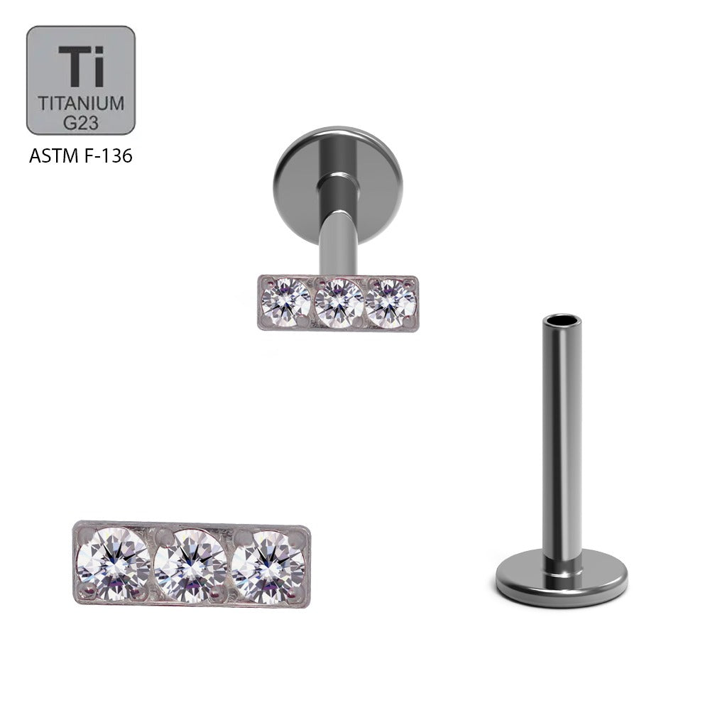 Titan G23 Labret mit Innengewinde und Zirconia Design