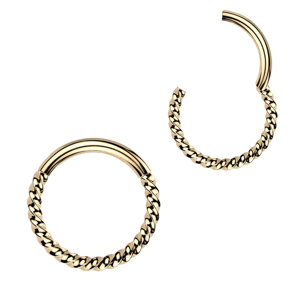 18K Gold Steel Segmentring Clicker - geflochten - Stärke 1.2mm