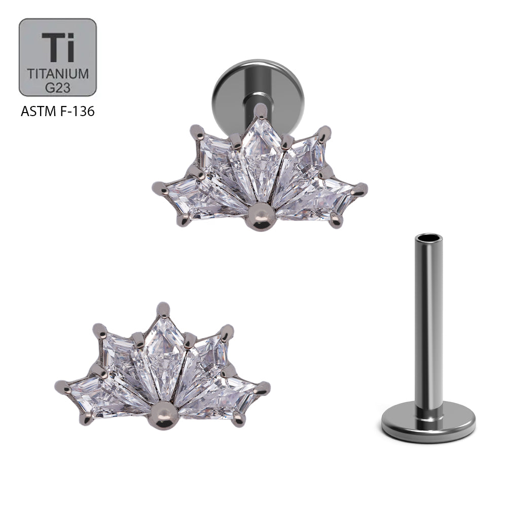 Titan G23 Labret mit Innengewinde und Zirconia Design