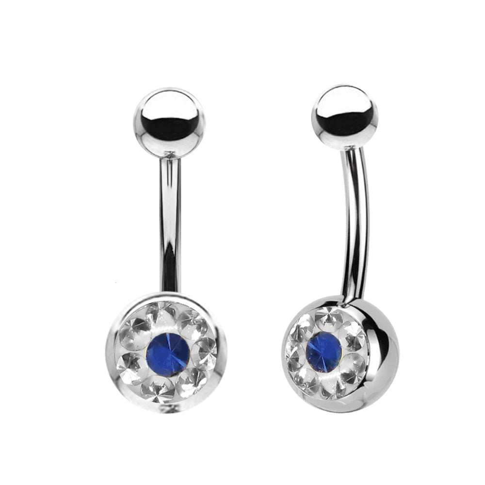 Steel 316L Bauchnabel Banana Single Crystal (5+8mm) - Stärke 1.6mm