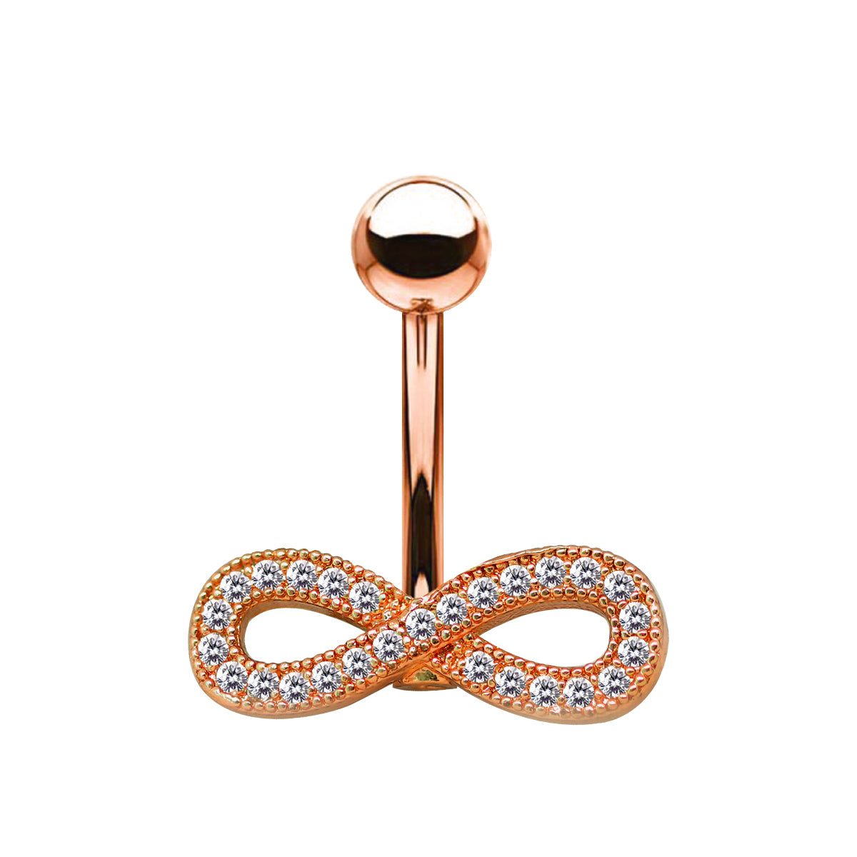 18K Rose Gold Steel Bauchnabel Banana im Endless Design mit Kristallen - CC Kristallklar